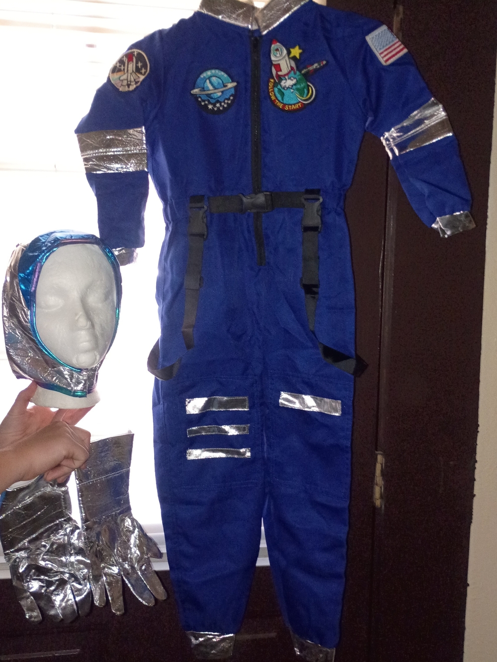 Kids Royal Blue Astronaut Jumpsuit Costume with Silver Accents (M14)